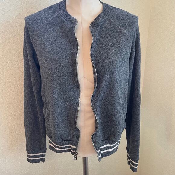 Abercrombie & Fitch Gray full zip up sweater cardigan juniors large - Picture 1 of 8